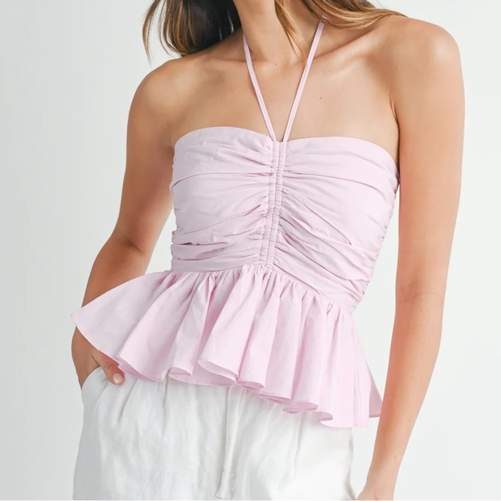 Mable Women Size Large Valery‎ Pink Halter Neck Top